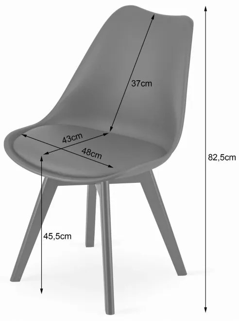 Set štyroch jedálenských stoličiek MARK - sivé (čierne nohy) 4ks