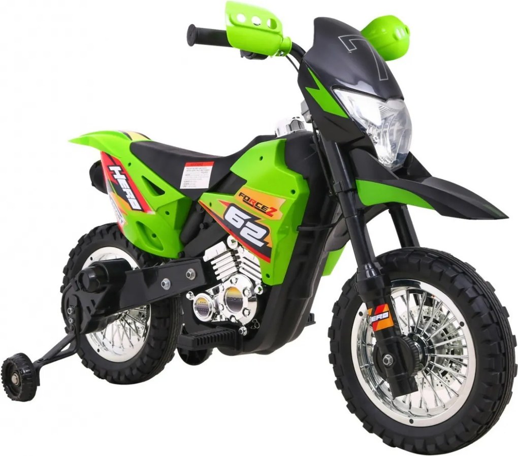 Ramiz Detský krížový bicykel Batériové vozidlo Zelené + asistenčné kolesá + LED zvuky