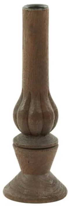 Tmavo hnedý drevený svietnik na úzku sviečku Tavola - Ø 9*25 cm