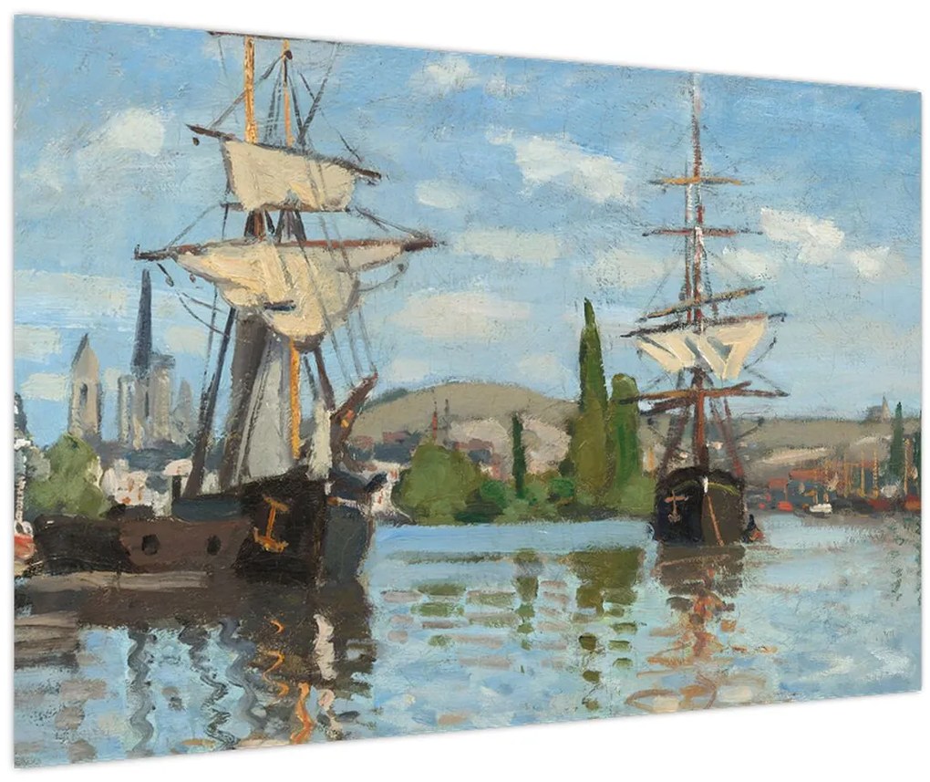 Obraz - Claude Monet, Ships Riding on the Seine at Rouen, reprodukcia (90x60 cm)