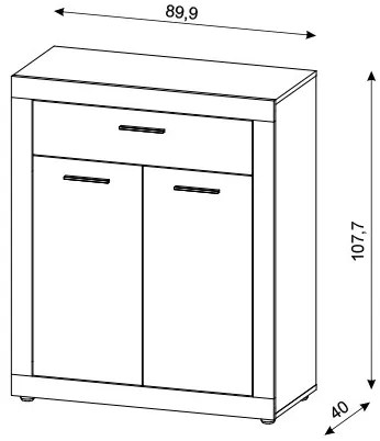 Komoda Luna 89,9 cm dub Matera světlý/šedá