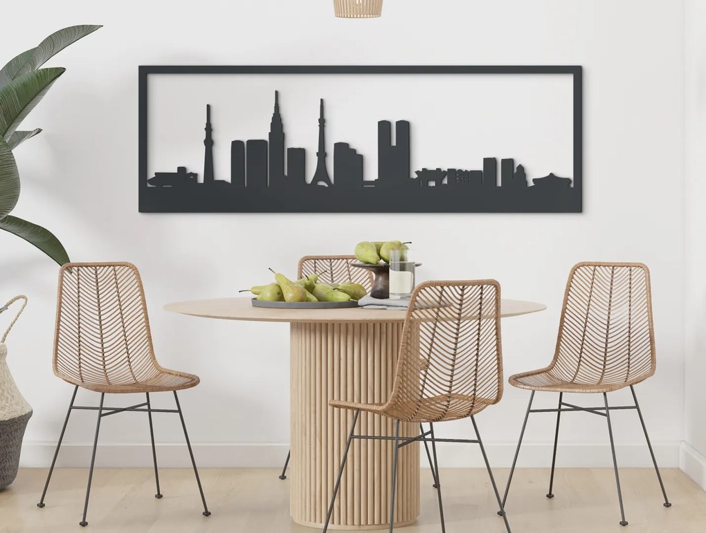 drevko Obraz Tokio panoráma Rozmer obrazu: 29,5 x 89 cm, Farba dekorácie: Čierna