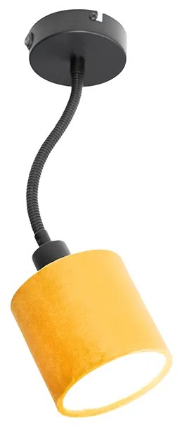 Nástenné svietidlo čierne s tienidlom žltým vypínačom a fex ramenom - Merwe
