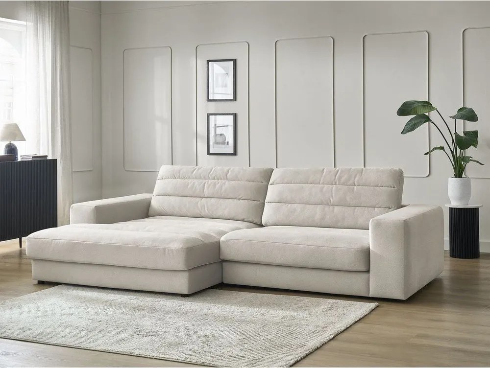 Béžová zamatová rohová pohovka (ľavý roh/s leňoškou) Sierra – Bobochic Paris