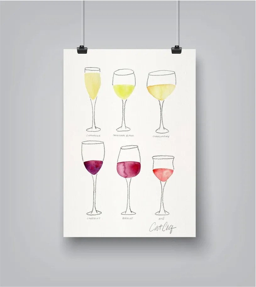 Plagát Americanflat Wine Glass Collection, 30 × 42 cm