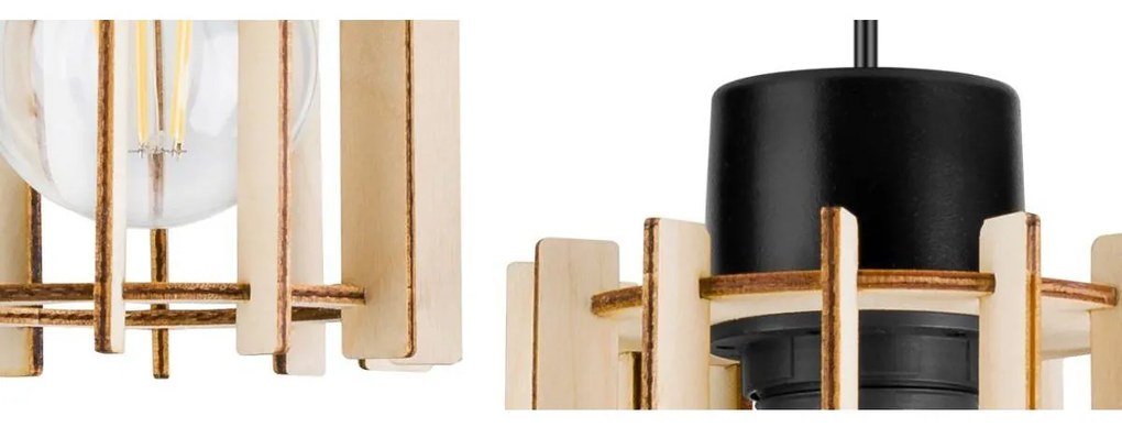 Závesné svietidlo Timber 7, 1x drevené tienidlo