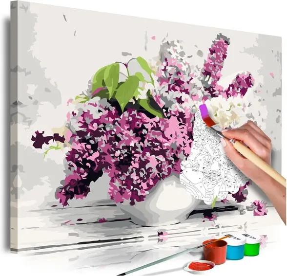 DIY set na tvorbu vlastného obrazu na plátne Artgeist Vase and Flowers, 60 × 40 cm