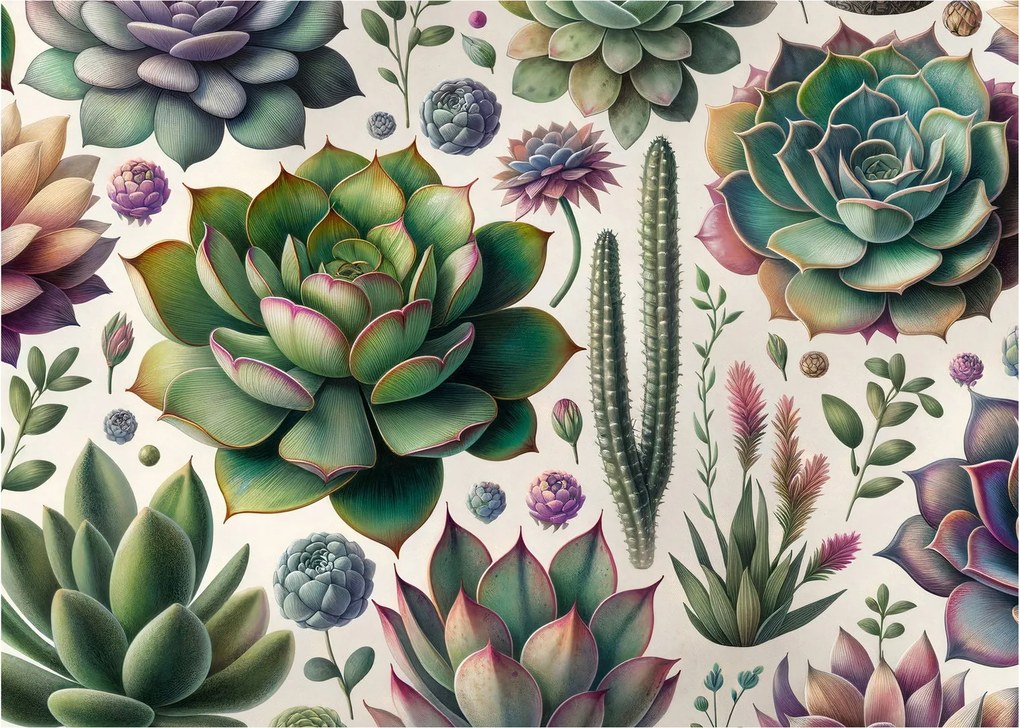 Obraz - Sukulenty (70x50 cm)