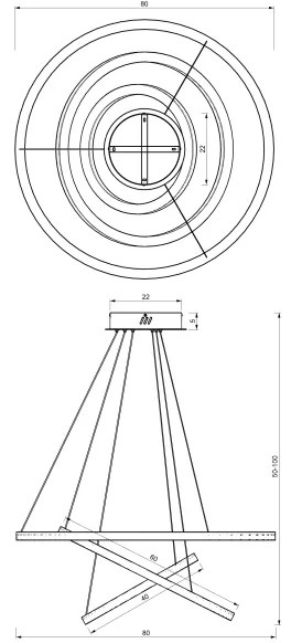 LED Luster na lanku GALAXIA LED/85W/230V zlatá