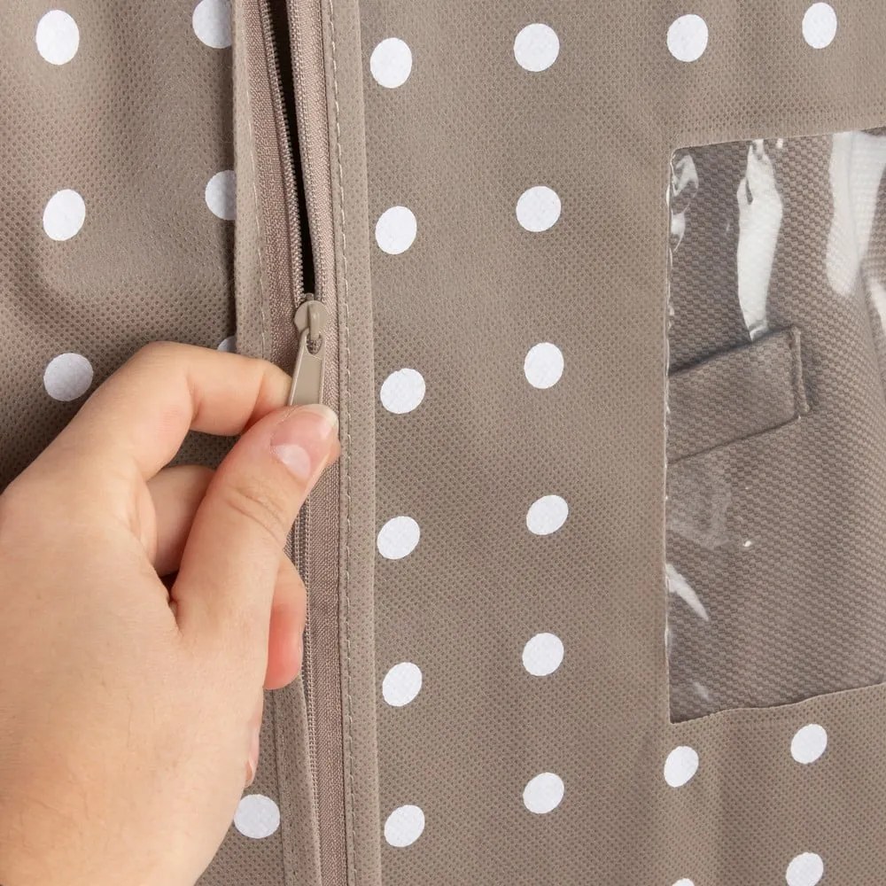 Béžový obal na šaty Compactor Dots, 100 cm