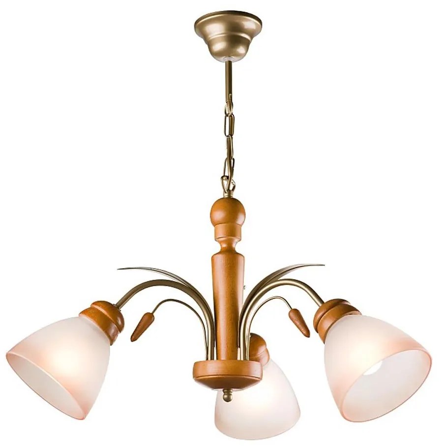 Lamkur Luster na reťazi TULIPAN 3xE27/60W/230V buk LA15071