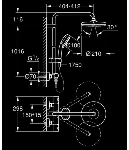 GROHE 27922001 - Sprchový systém TEMPESTA COSMOPOLITAN 210 lesklý chróm