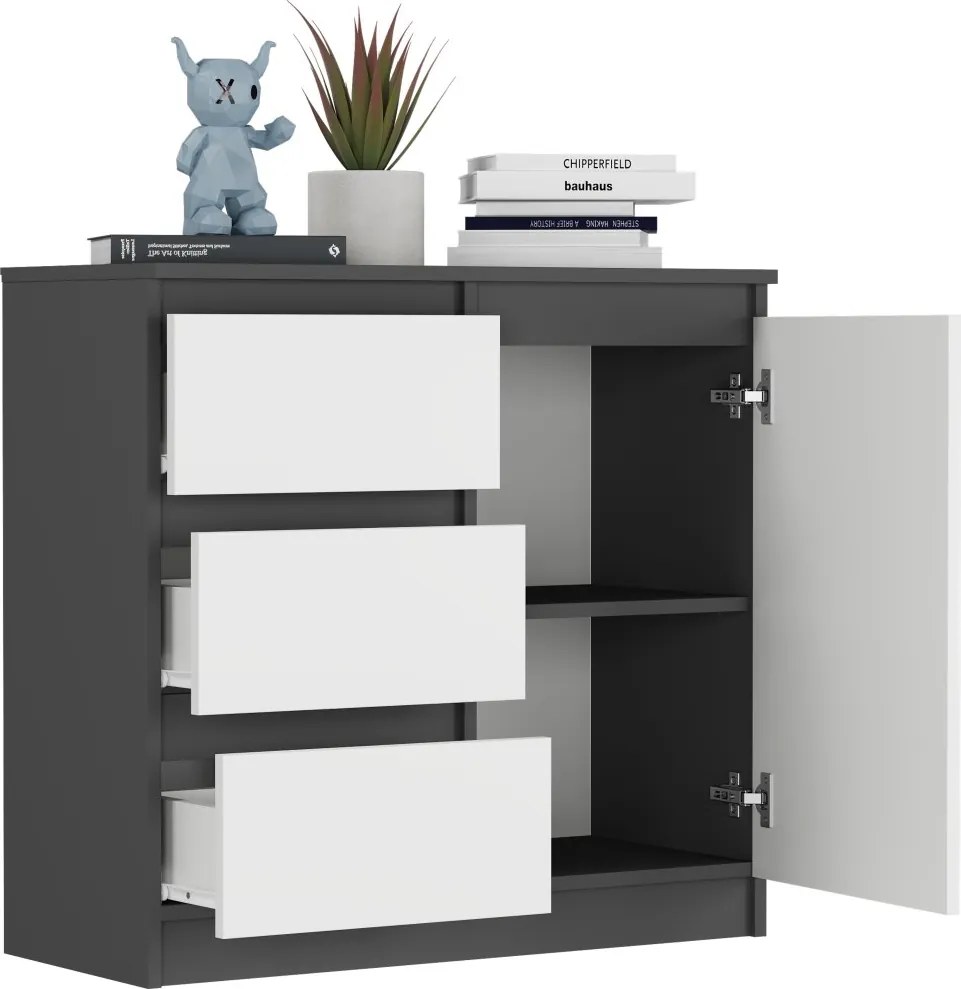 Komoda R-80-S3 so zásuvkami 80 cm - rôzne farebné prevedenia artisan mix biela