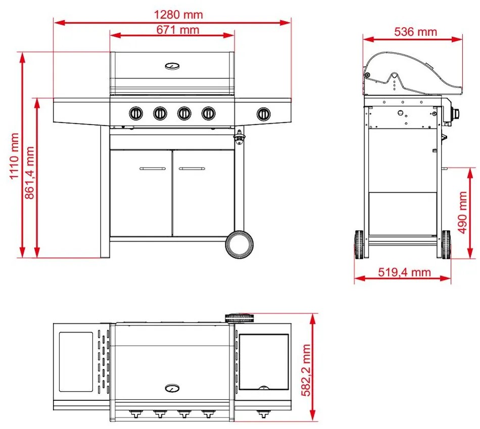 Plynový BBQ gril s bočným horákom AVENBERG NEVADA