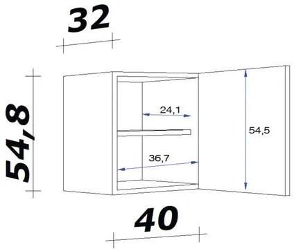 Kuchynská skrinka horná s dvierkami Flex Well Palmaria/Wito šírka 40 cm biela