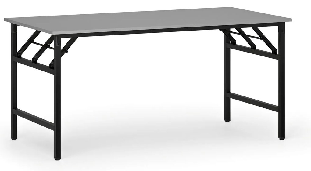 Konferenčný stôl FAST READY, 160x80 cm, čierna podnož, sivá
