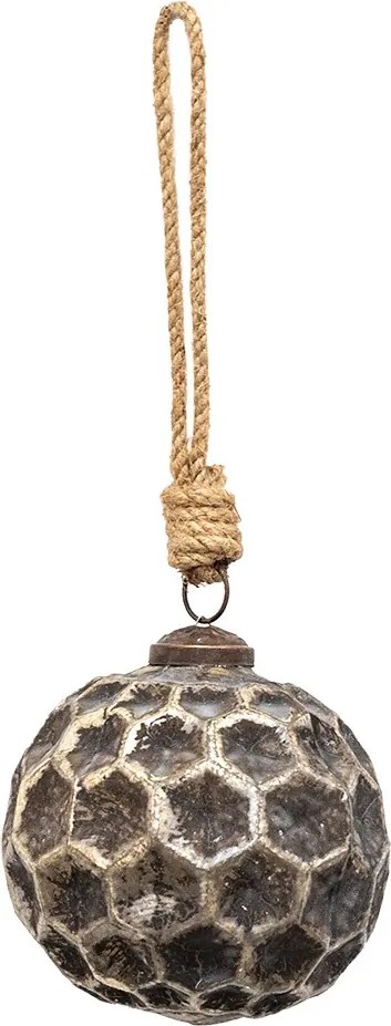 Medená antik sklenená ozdoba Hexagon Copper M - Ø 10*10 cm