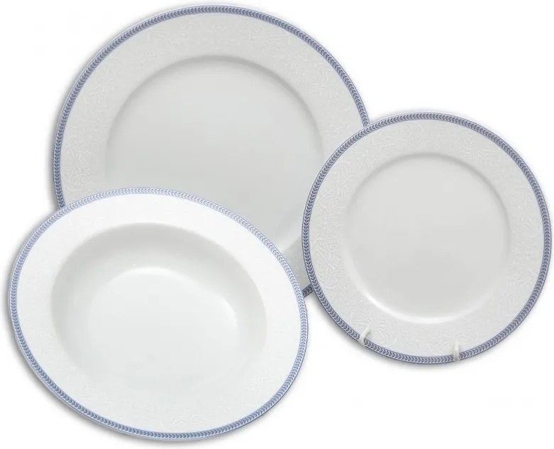 Thun tanierová súprava Opal krajka s modrou linkou 18-dielná