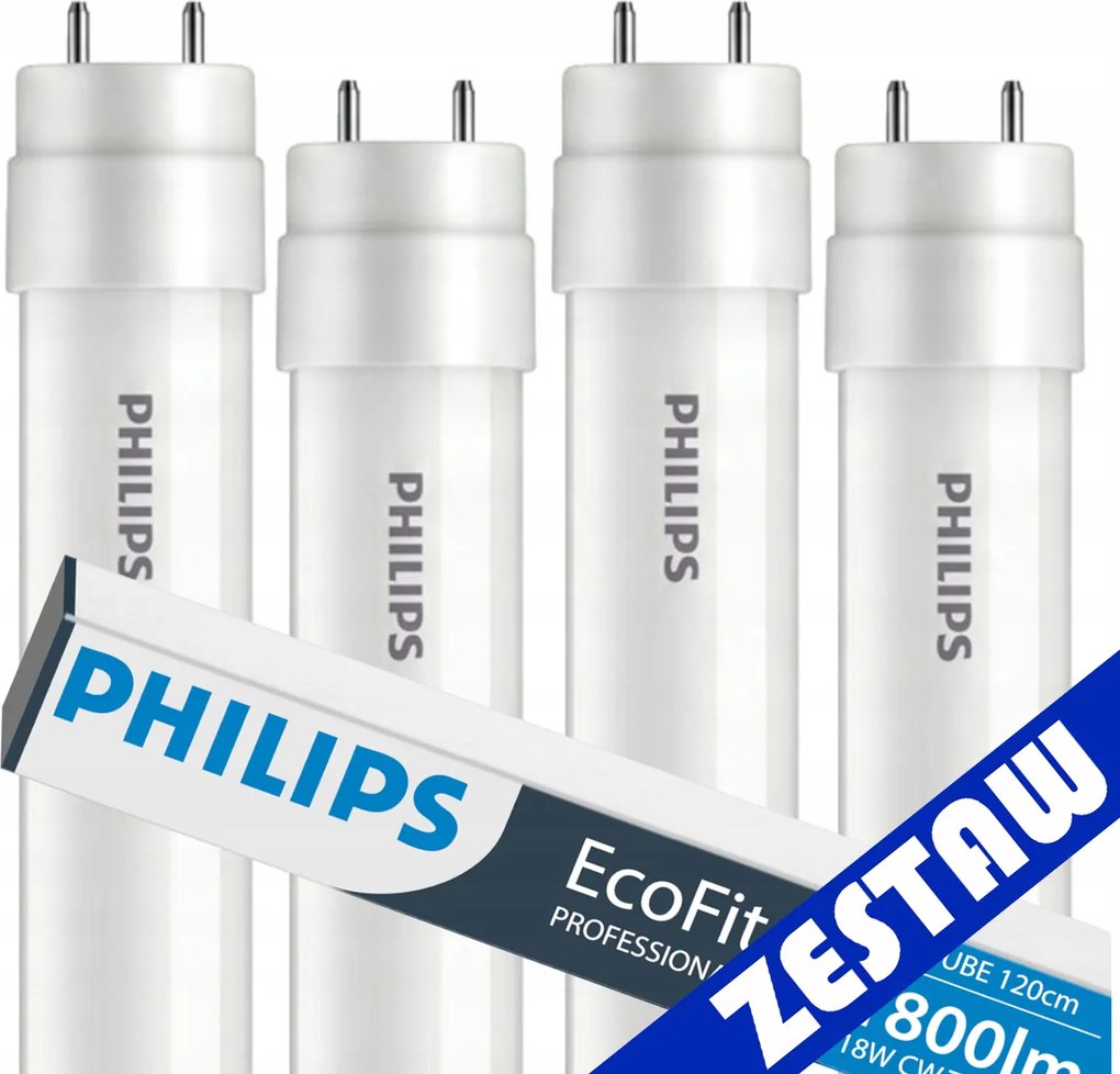 SADA 4x LED trubicové svetlo 120cm 18W 6500K 1800lm G13 Philips Cold