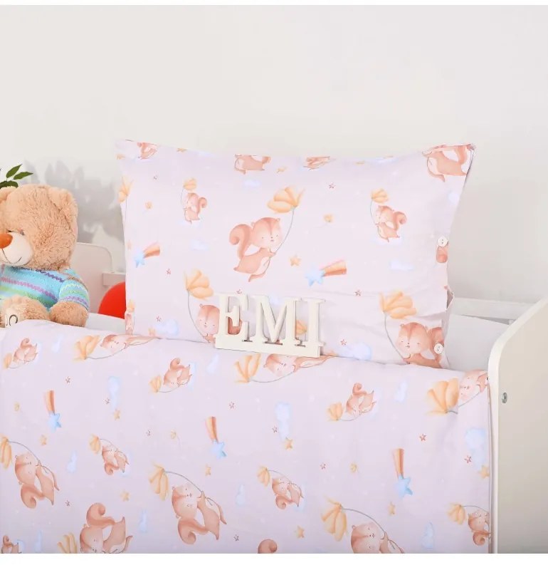 Obliečky detské Veverička v obláčikoch EMI, Detský set 90x130 + 45x65