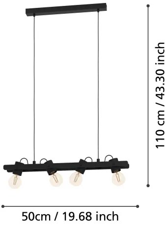 Eglo 43848 - Luster na lanku PLIMSOLL 4xE27/15W/230V