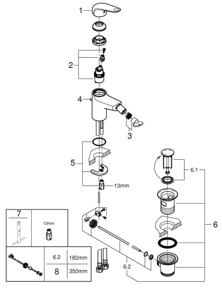 GROHE 24332001 - Bidetová batéria SWIFT 146 mm, lesklý chróm
