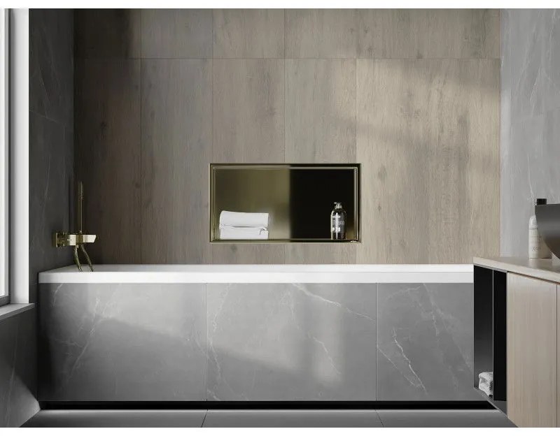 Mexen X-Wall-R, polička na zapustenie na obklad s golierom 60 x 30 cm, zlatá lesklá, 1950603010