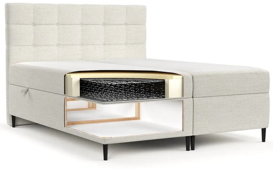 Krémovobiela boxspring posteľ s úložným priestorom 140x200 cm Urbaneo – Maison de Rêve
