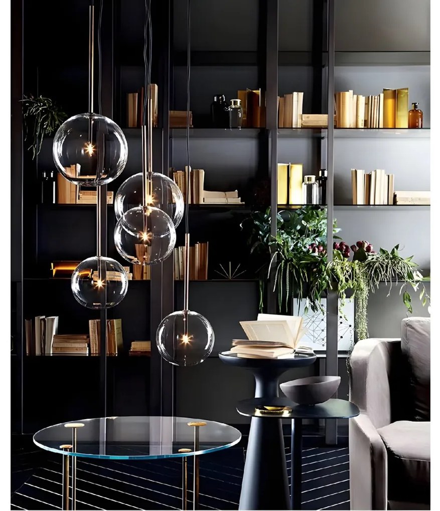 Toolight Toolight, sklenené guľové závesné stropné svietidlo 15cm, 1xG4, APP1680-1CP, OSW-04300