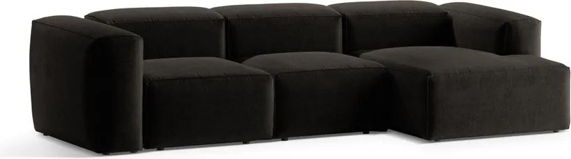 Čierna rohová pohovka (pravý roh/s leňoškou) Bergamo – Cosmopolitan Design