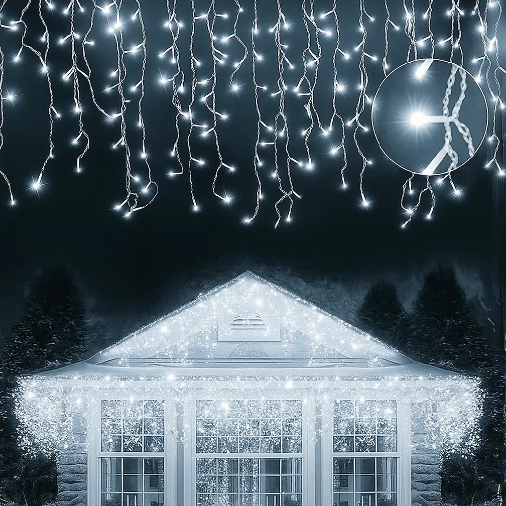 Vianočné svetielka LED záclona FLASH studená biela 300 LED