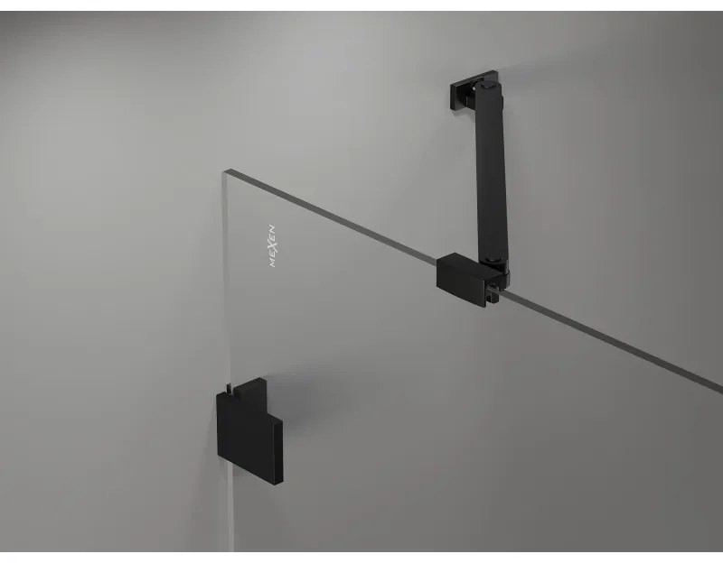 Mexen Lunar-B pravostranný výklopný sprchový kút 85 x 80 cm, číre sklo, čierna matná, 832-085-080-70-00-P