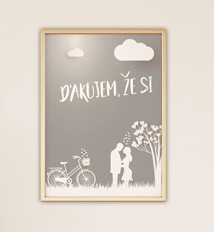 interesi Sivý plagát Ďakujem, že si