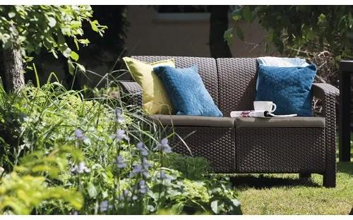 Záhradná pohovka umelý ratan dvojmiestna Corfu Love Seat hnedá