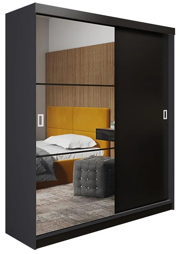 Skriňa Retro 138 5L grafit/ Dvierka čierna