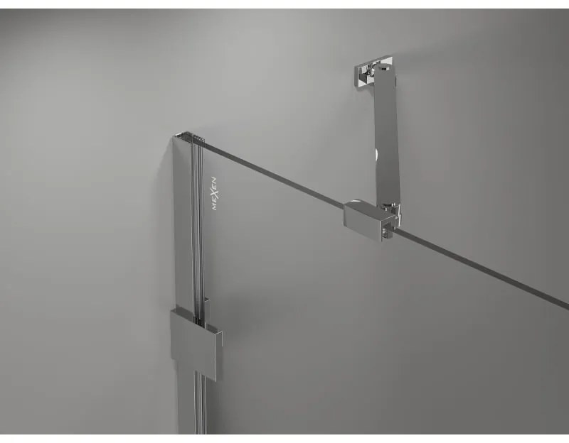 Mexen Lunar-F, 1-krídlový sprchový kút so skladacími dverami, pravý, 90 x 90 cm, 8mm číre sklo, chrómový profil, 836-090-090-01-00-P