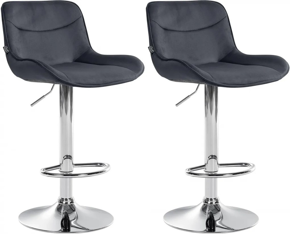 Design-Shop 2x Barová stolička Vonore - zamat, chróm rám - Čierna