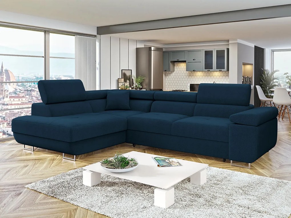 Rohová rozkladacia pohovka Torezio, Dostupné poťahy: ekokoža Soft 017 (biela) + Lux 05, Strana: ľavá