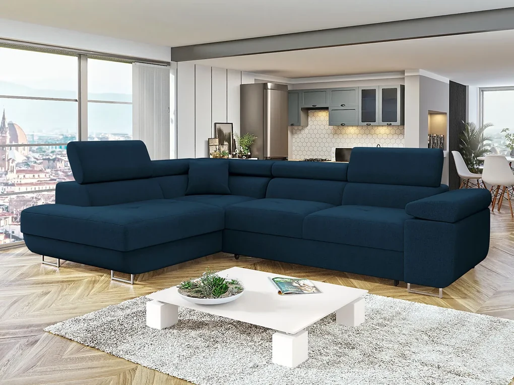 Rohová rozkladacia pohovka Torezio, Dostupné poťahy: ekokoža Soft 017 (biela) + Lux 05, Strana: pravá