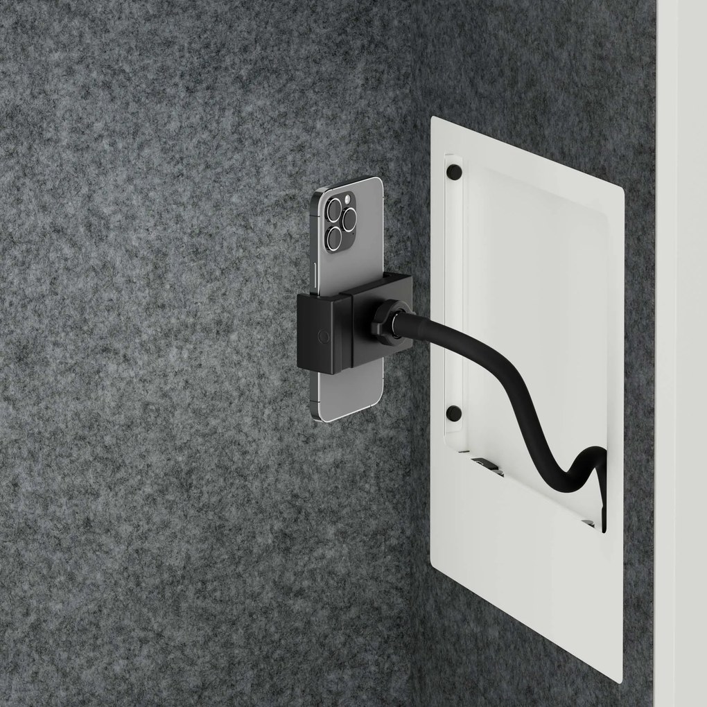 Akustická kabína SALLY MentalBox 1150 mm – biely korpus, sivé sedadlo