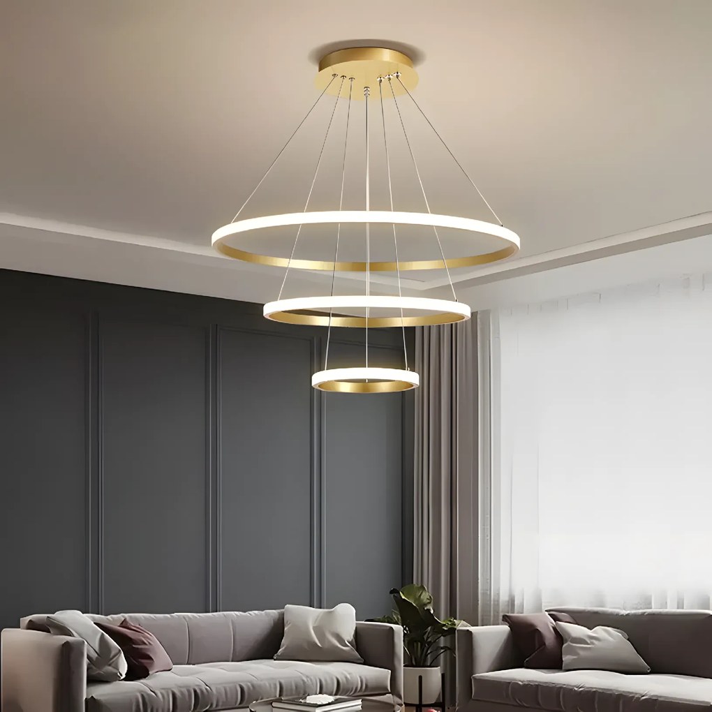 Toolight Toolight, závesné svietidlo 100cm, 60W, 3000K, LHJ010-CP4, zlatá matná, OSW-50003