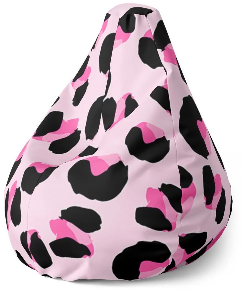 Sablio Sedací vak Pear Ružový gepard - 140 x 100 x 25 cm