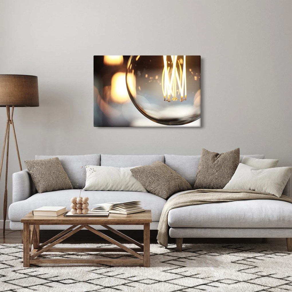 Obraz svietiacej žiarovky (90x60 cm)