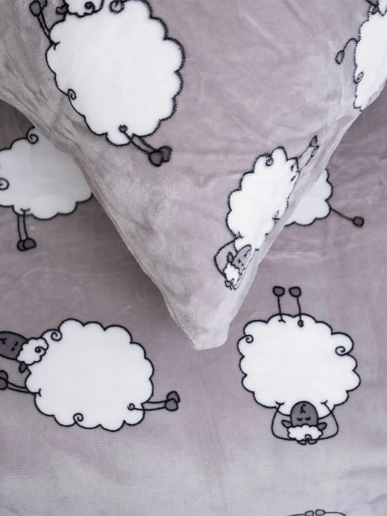 Obliečky mikroplyš Exclusive – Ovečky Morning Yoga sivé