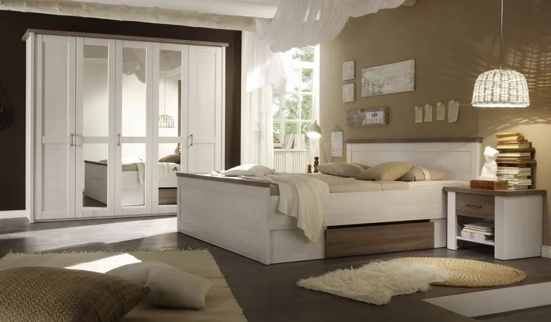 Posteľ s nočnými stolíkmi Luca 180x200 cm, bielená pínia