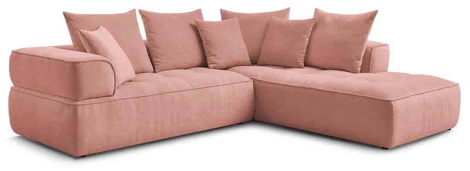 Ružová ženilková rohová pohovka (pravý roh/do L) Whesley – Bobochic Paris