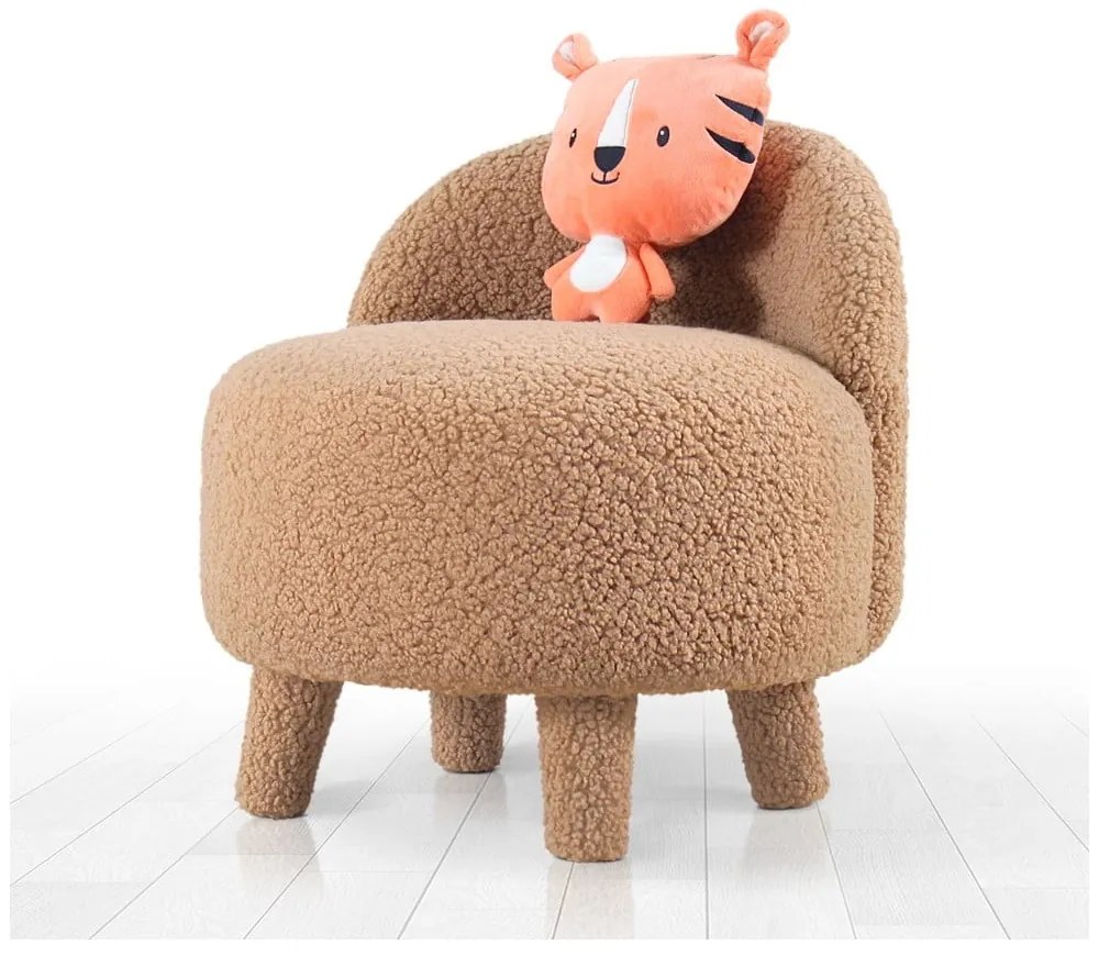 Hnedé detské kresielko z textílie bouclé Moouv – Artie