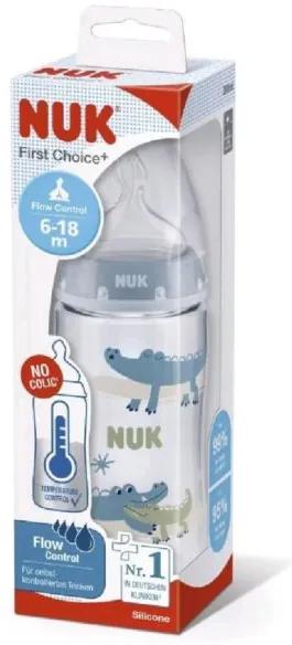 NUK Dojčenská fľaša NUK FC+Temperature Control 300 ml BOX-Flow Control cumlík blue