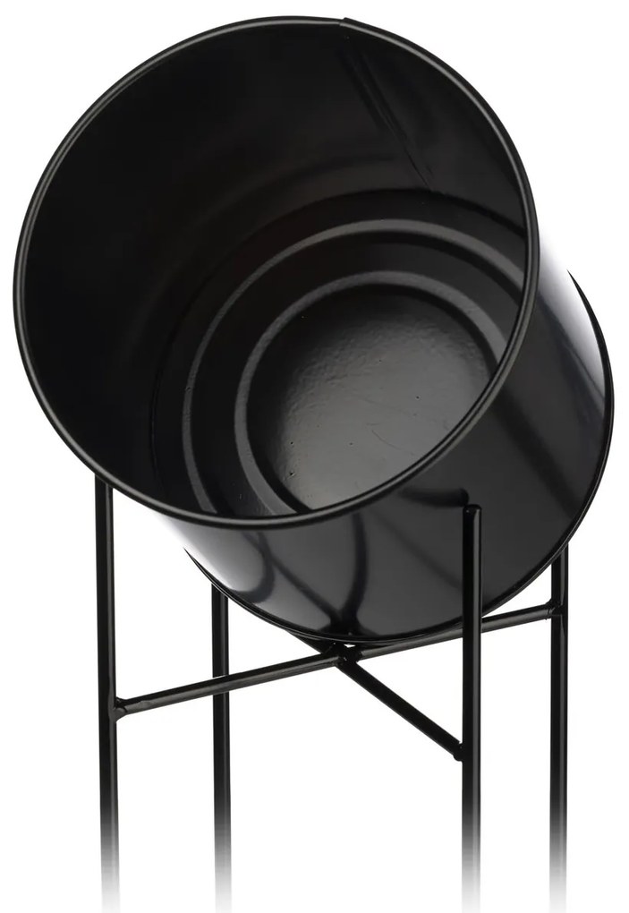 KOVOVÝ KVETINÁČ SO STOJANOM DARK 95X21 CM ČIERNA
