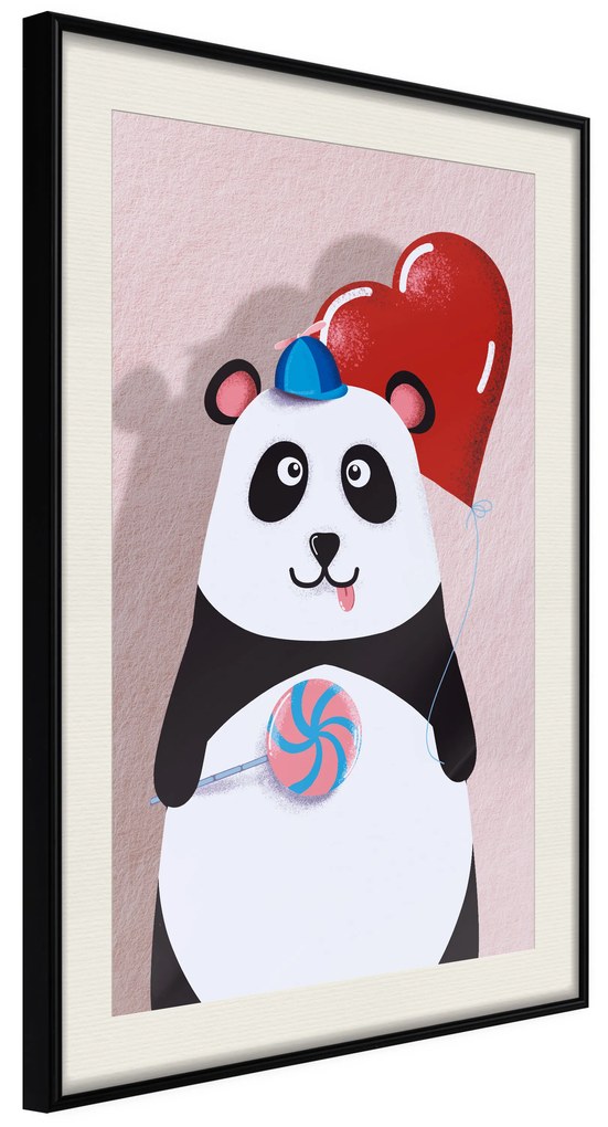 Artgeist Plagát - Panda with a Balloon [Poster] Veľkosť: 20x30, Verzia: Čierny rám